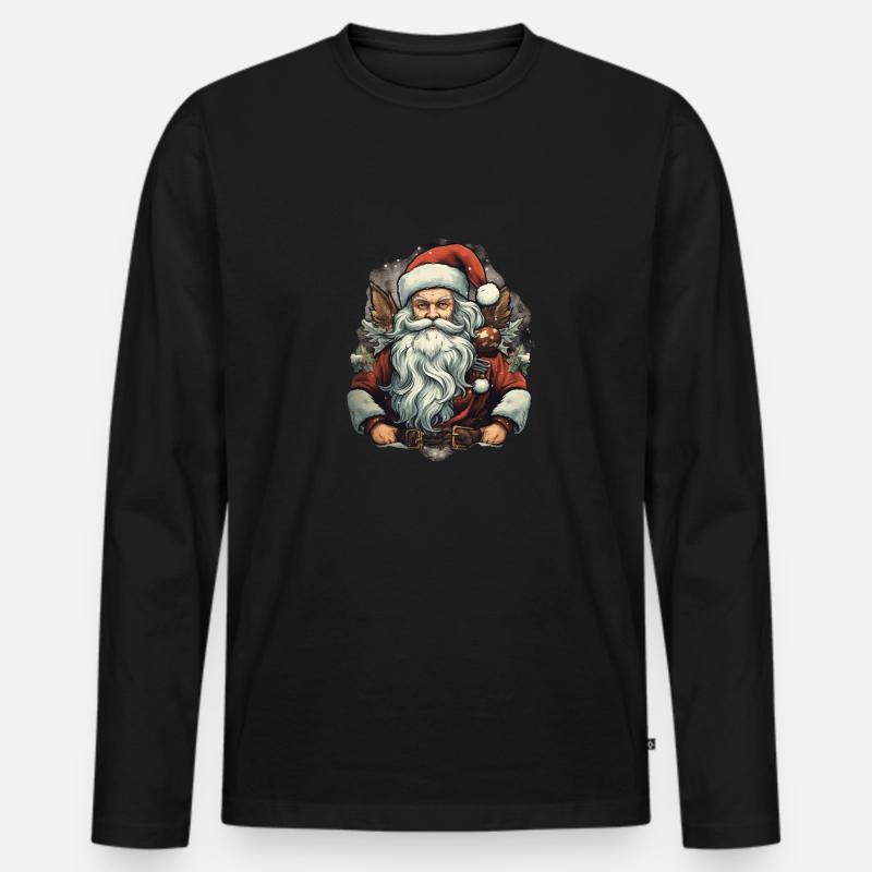Weihnachtsmann - Männer Premium Bio Langarmshirt - Schwarz