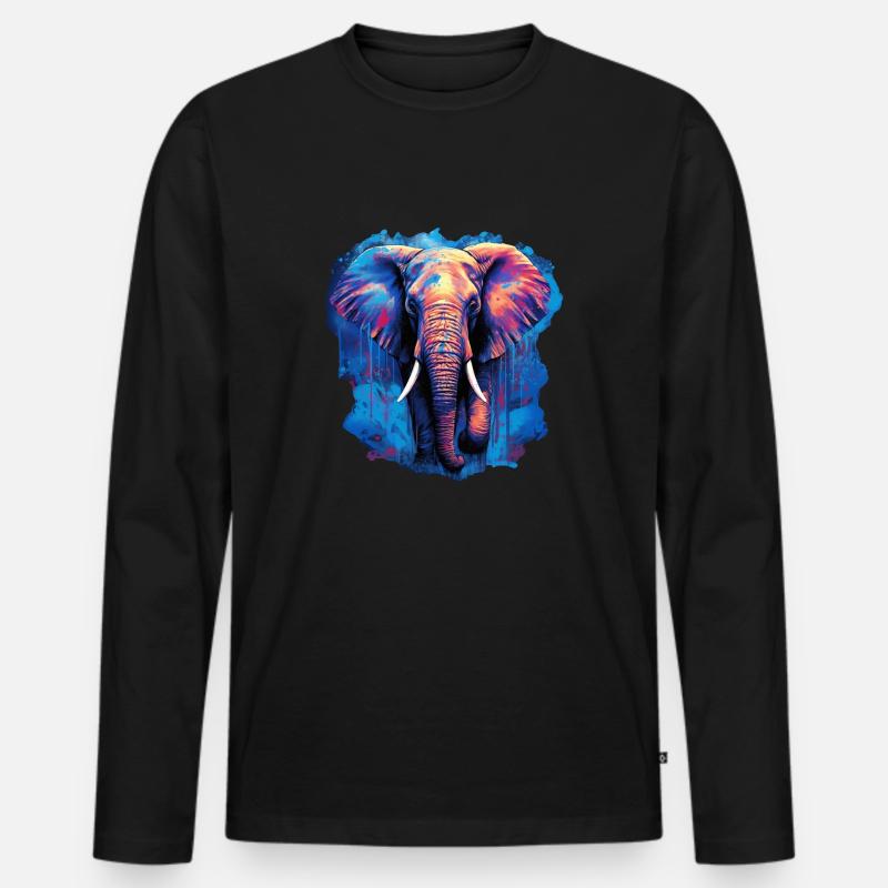 Elefant - Männer Premium Bio Langarmshirt - Schwarz