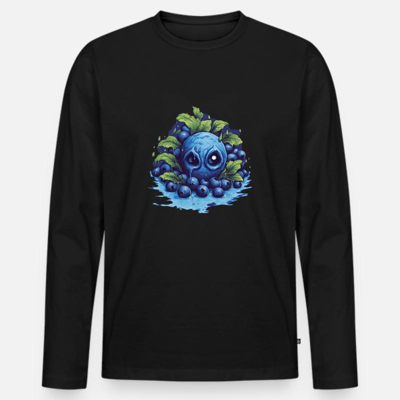Blaubeere - Männer Premium Bio Langarmshirt - Schwarz