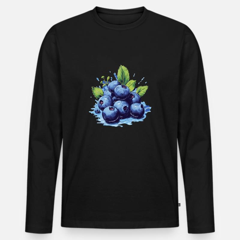 Blaubeere - Männer Premium Bio Langarmshirt - Schwarz