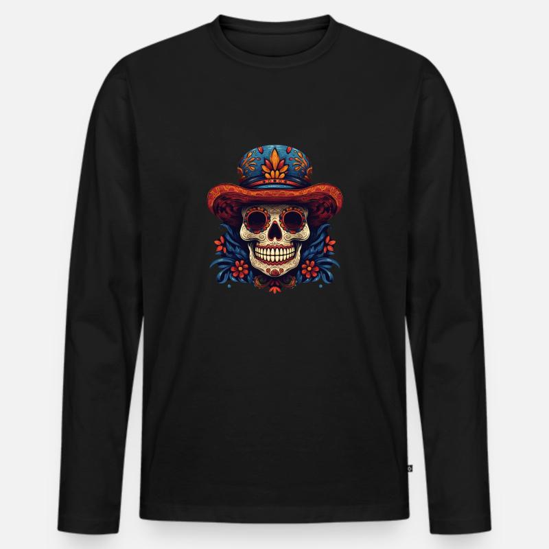 Cinco de Mayo Skull - Männer Premium Bio Langarmshirt - Schwarz