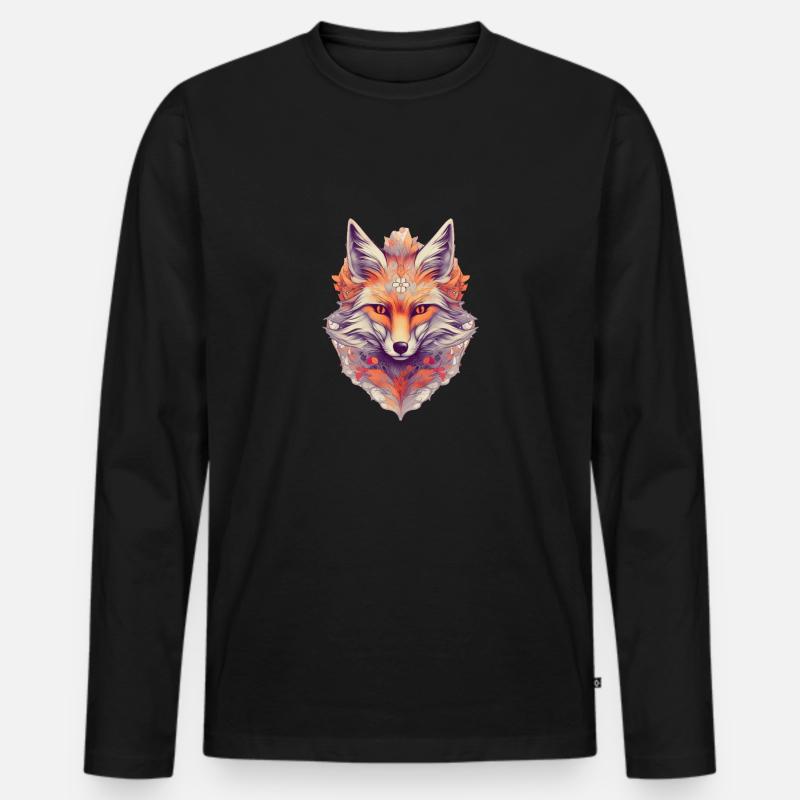 Fuchs - Männer Premium Bio Langarmshirt - Schwarz