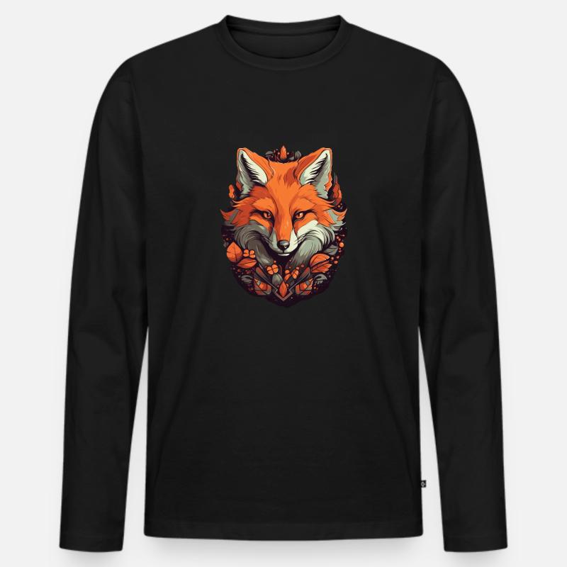 Fuchs - Männer Premium Bio Langarmshirt - Schwarz