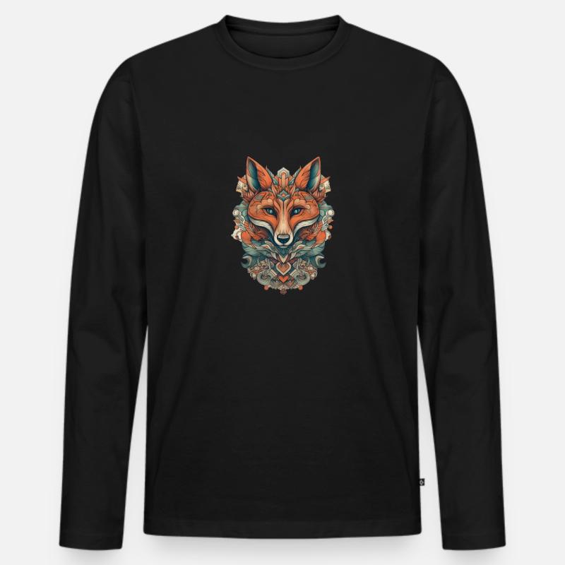 Fuchs - Männer Premium Bio Langarmshirt - Schwarz
