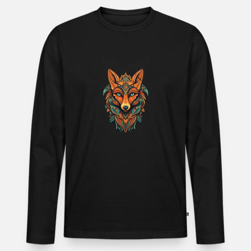 Fuchs - Männer Premium Bio Langarmshirt - Schwarz