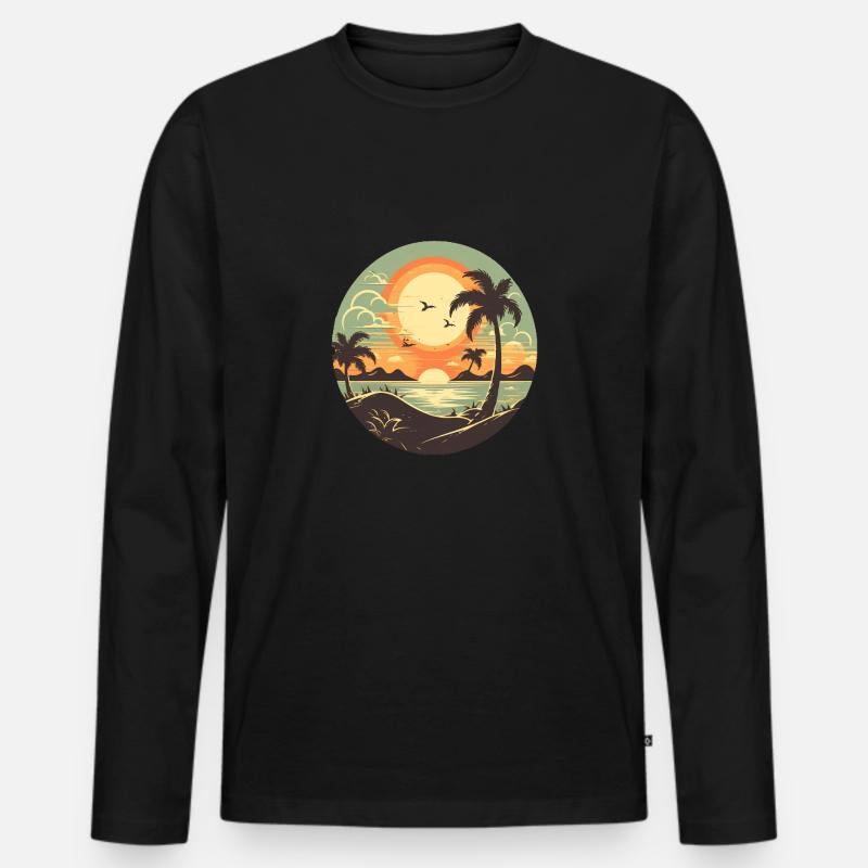 Strand - Männer Premium Bio Langarmshirt - Schwarz