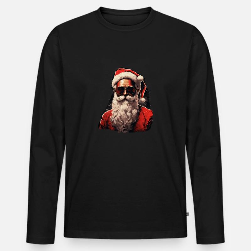 Weihnachtsmann - Männer Premium Bio Langarmshirt - Schwarz