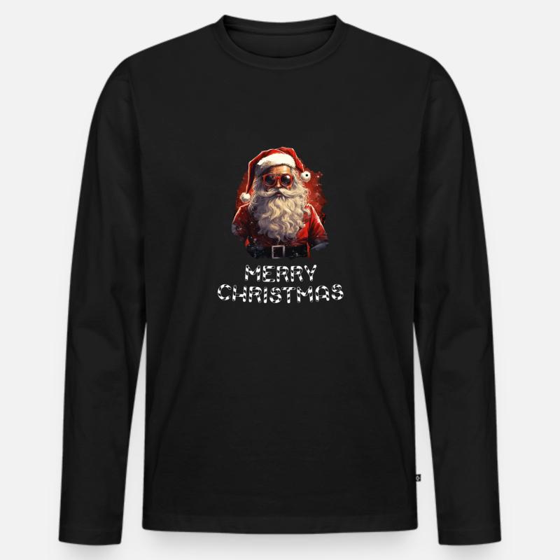 Weihnachtsmann - Marry Christmas - Männer Premium Bio Langarmshirt - Schwarz