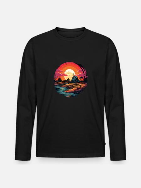 Landscape - Men's Premium Organic Long Sleeve Shirt - black