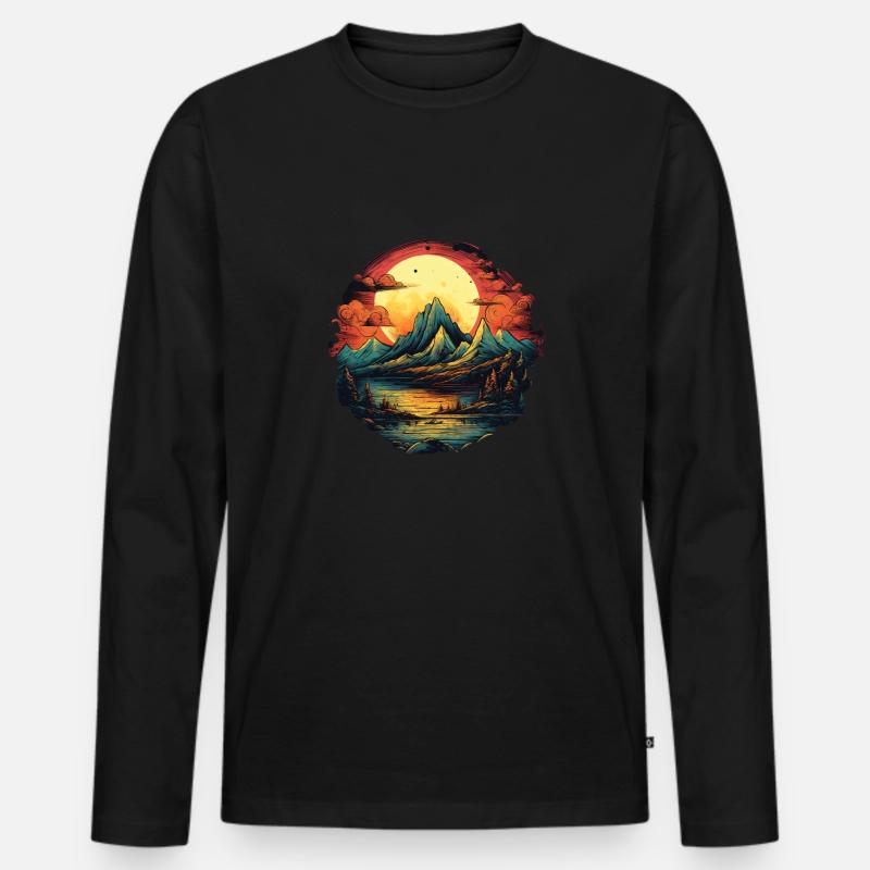 Landschaft - Männer Premium Bio Langarmshirt - Schwarz