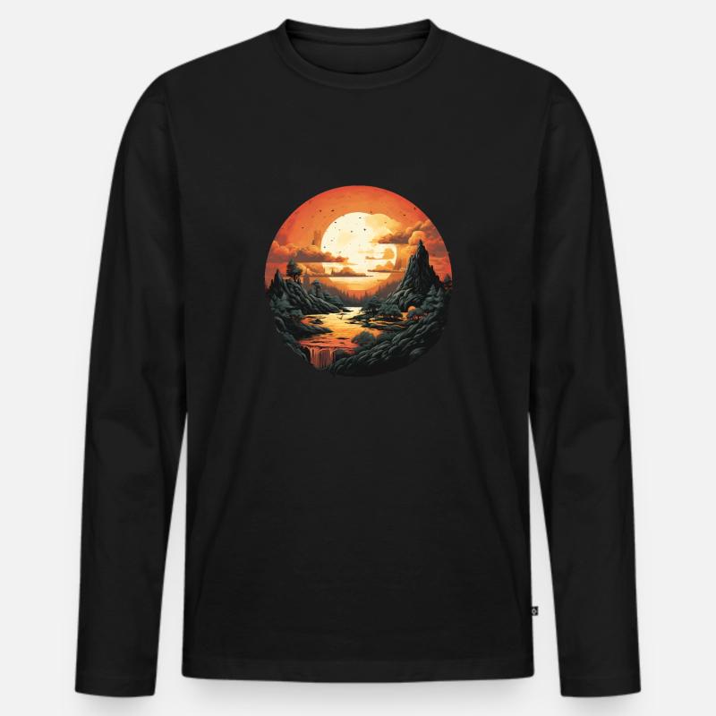 Landschaft - Männer Premium Bio Langarmshirt - Schwarz