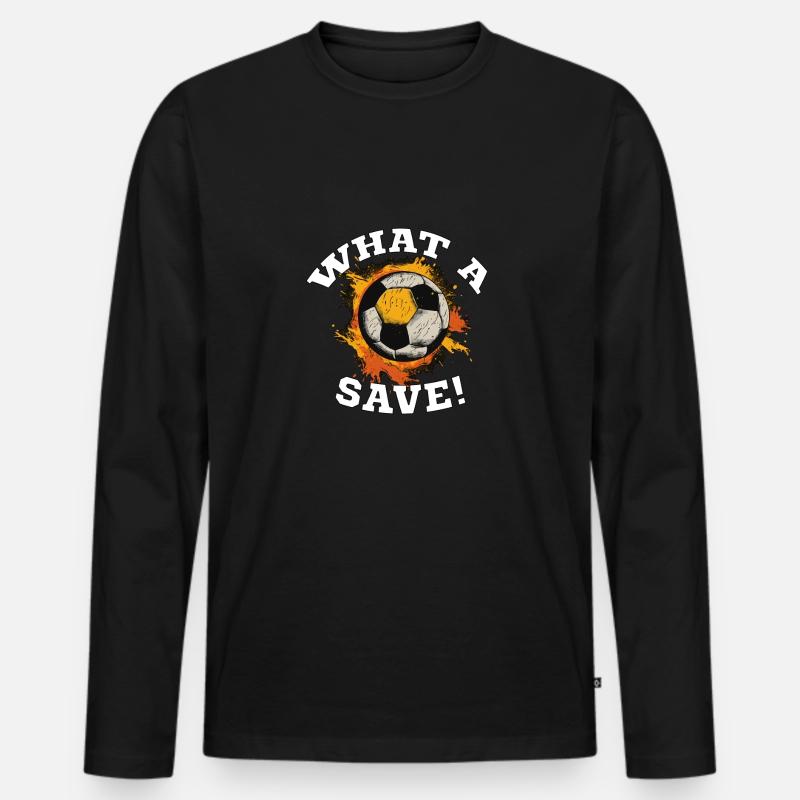 Fußball ball - What a Save! - Männer Premium Bio Langarmshirt - Schwarz