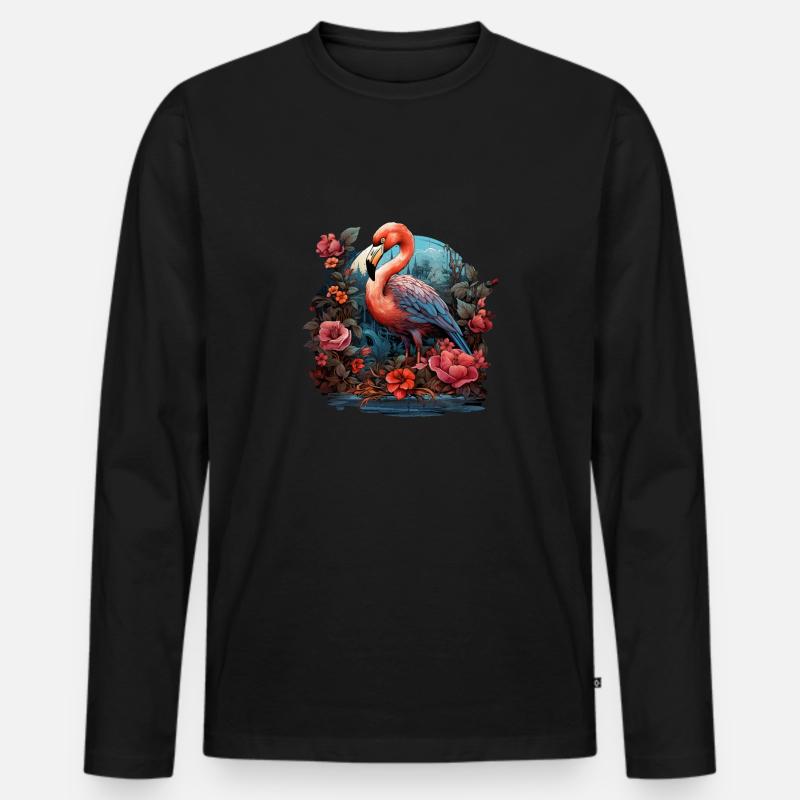 Flamingo - Männer Premium Bio Langarmshirt - Schwarz