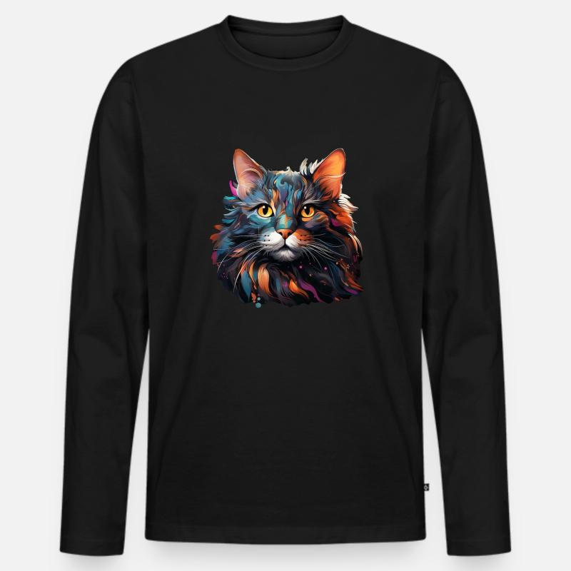 Katze - Männer Premium Bio Langarmshirt - Schwarz