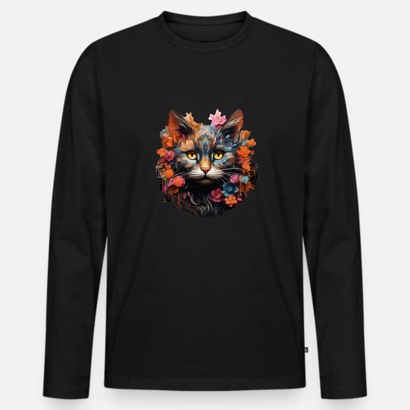 Katze - Männer Premium Bio Langarmshirt - Schwarz
