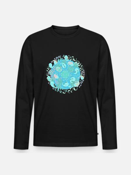 Paisley Reefs - Men's Premium Organic Long Sleeve Shirt - black