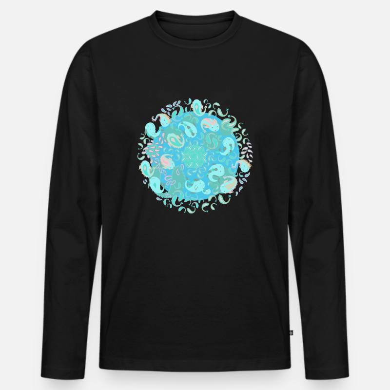 Paisley-Riffe - Männer Premium Bio Langarmshirt - Schwarz
