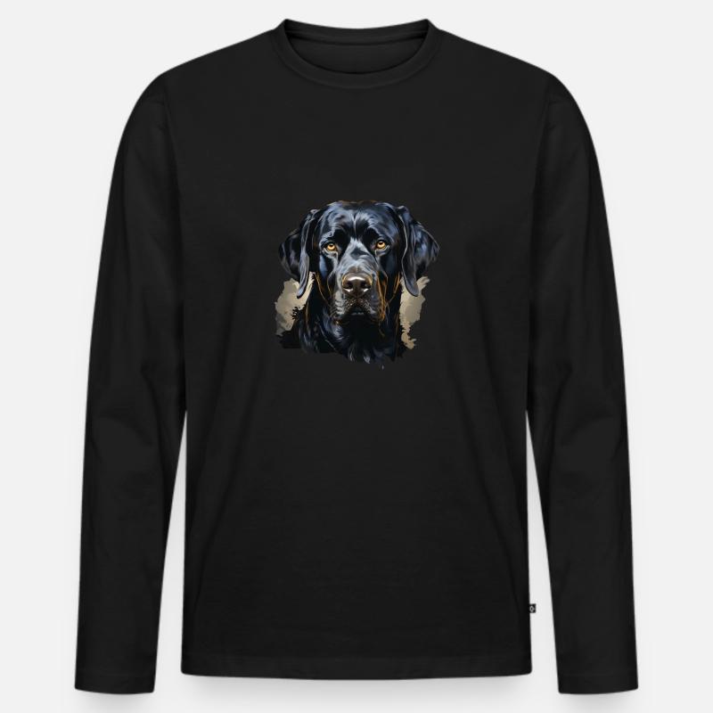 Hund - Männer Premium Bio Langarmshirt - Schwarz
