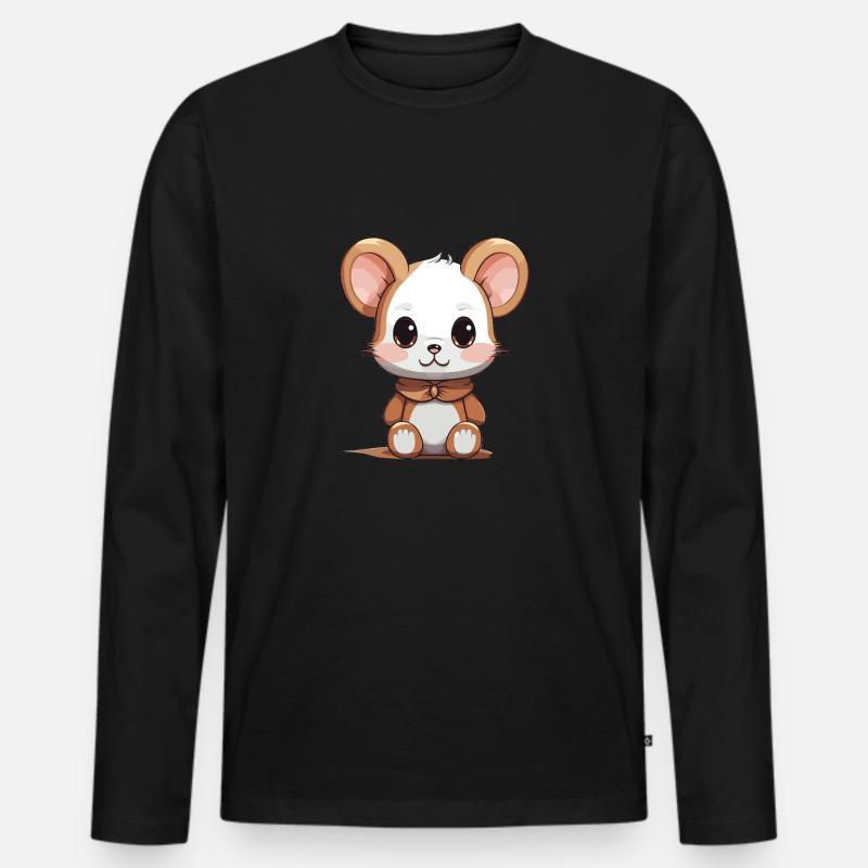 Maus - Kawaii Style - Männer Premium Bio Langarmshirt - Schwarz