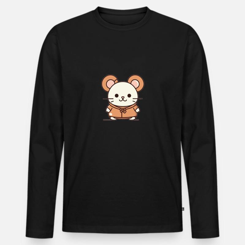 Maus - Kawaii Style - Männer Premium Bio Langarmshirt - Schwarz