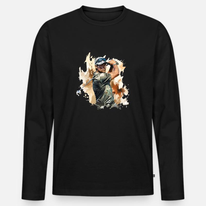 Golf Spieler - Illustration - Männer Premium Bio Langarmshirt - Schwarz