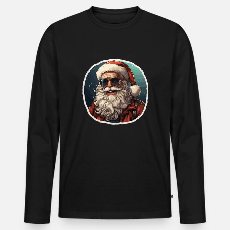 Weihnachtsmann - Illustration - Männer Premium Bio Langarmshirt - Schwarz