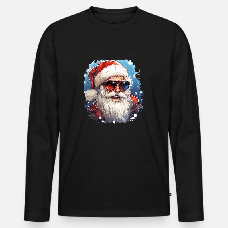 Weihnachtsmann - Illustration - Männer Premium Bio Langarmshirt - Schwarz