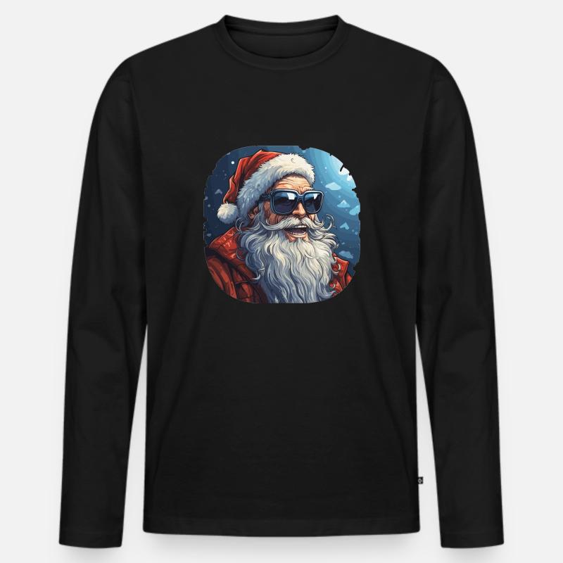 Weihnachtsmann - Illustration - Männer Premium Bio Langarmshirt - Schwarz
