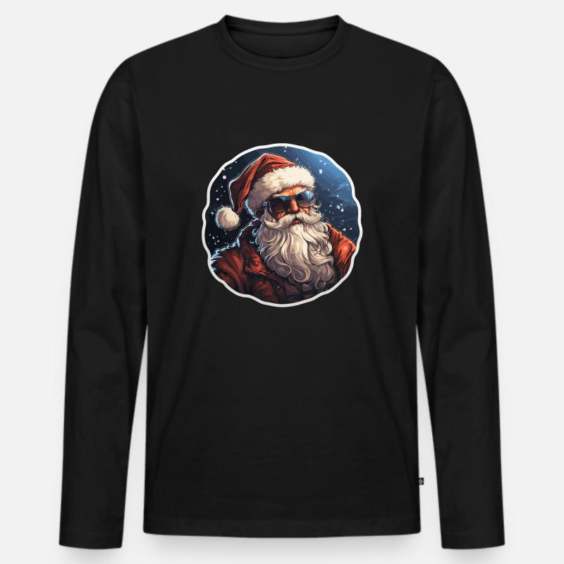Weihnachtsmann - Illustration - Männer Premium Bio Langarmshirt - Schwarz