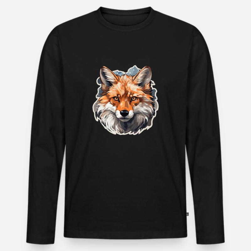Fuchs - Illustration - Männer Premium Bio Langarmshirt - Schwarz