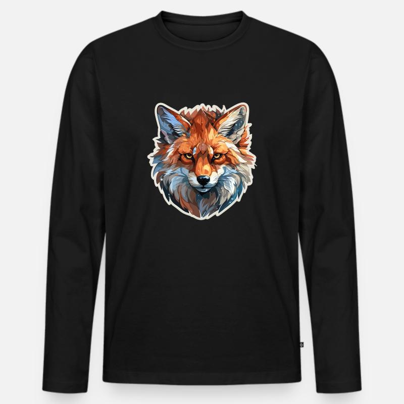 Fuchs - Illustration - Männer Premium Bio Langarmshirt - Schwarz