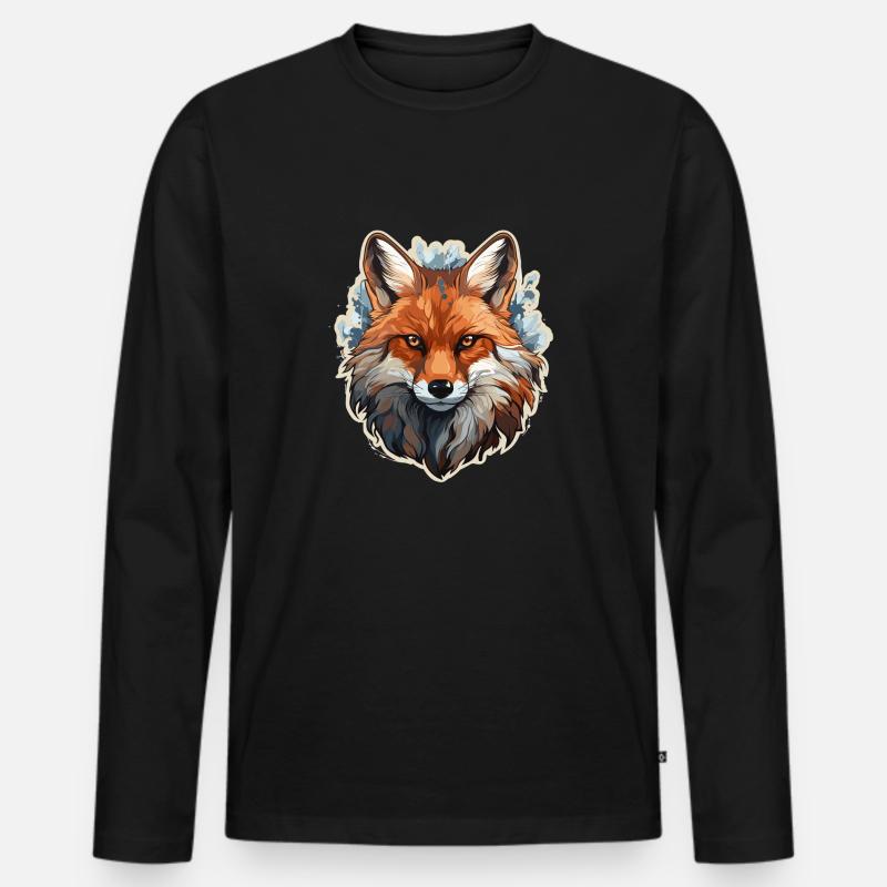 Fuchs - Illustration - Männer Premium Bio Langarmshirt - Schwarz