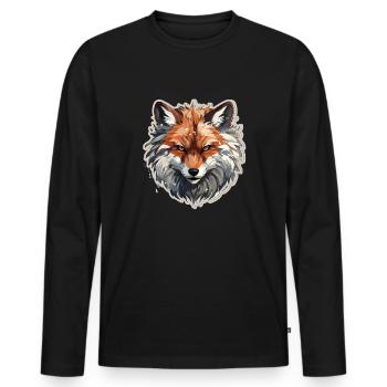 Fuchs - Illustration - Männer Premium Bio Langarmshirt - Schwarz - Vorne - Nico (187cm)