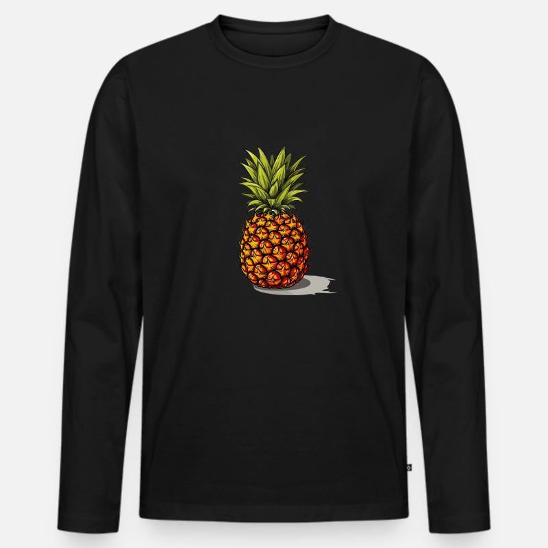 Ananas - Illustration - Männer Premium Bio Langarmshirt - Schwarz