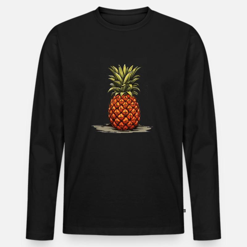 Ananas - Illustration - Männer Premium Bio Langarmshirt - Schwarz