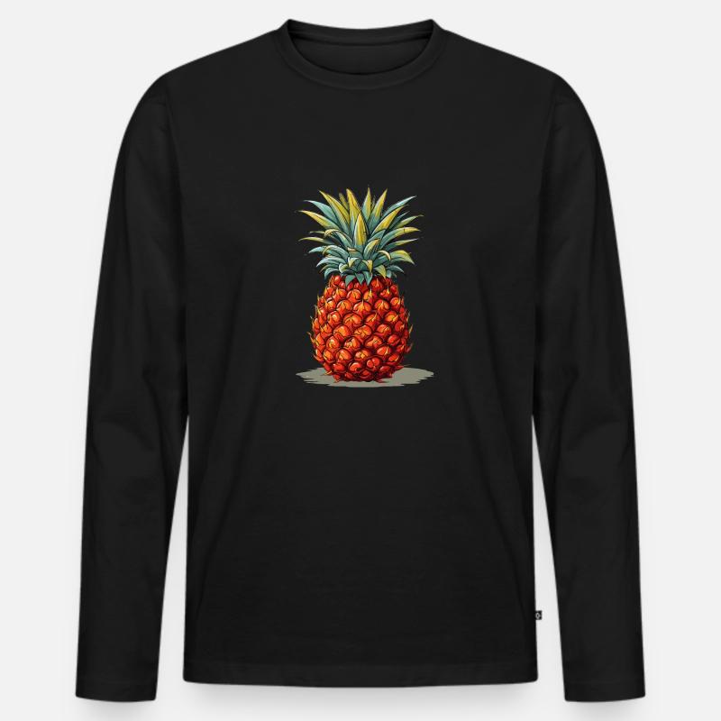 Ananas - Illustration - Männer Premium Bio Langarmshirt - Schwarz