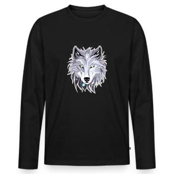 Wolf - Illustration - Men's Premium Organic Long Sleeve Shirt - black - Front - Nico (187cm)