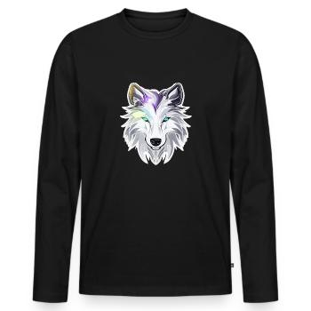 Wolf - Illustration - Men's Premium Organic Long Sleeve Shirt - black - Front - Nico (187cm)