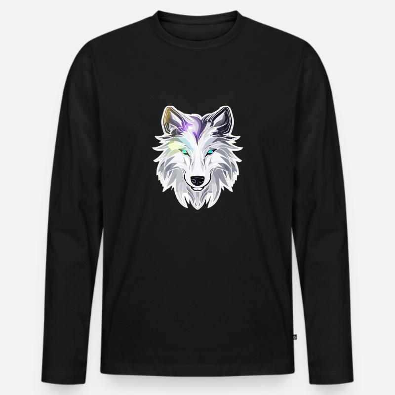 Wolf - Illustration - Männer Premium Bio Langarmshirt - Schwarz