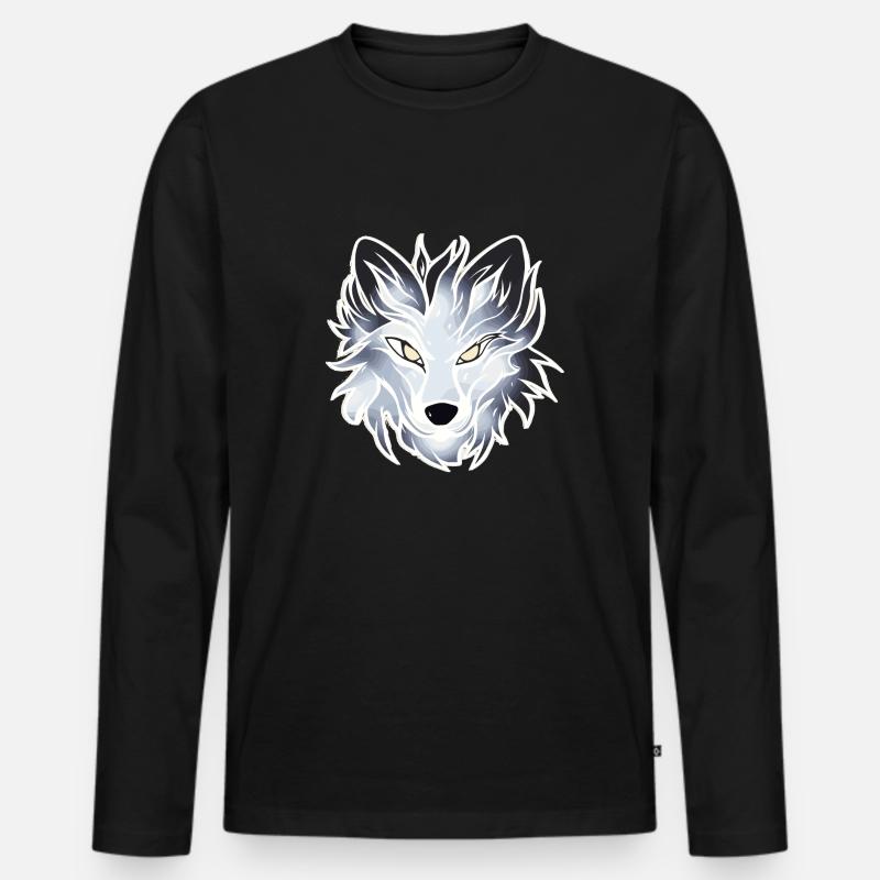 Wolf - Illustration - Männer Premium Bio Langarmshirt - Schwarz