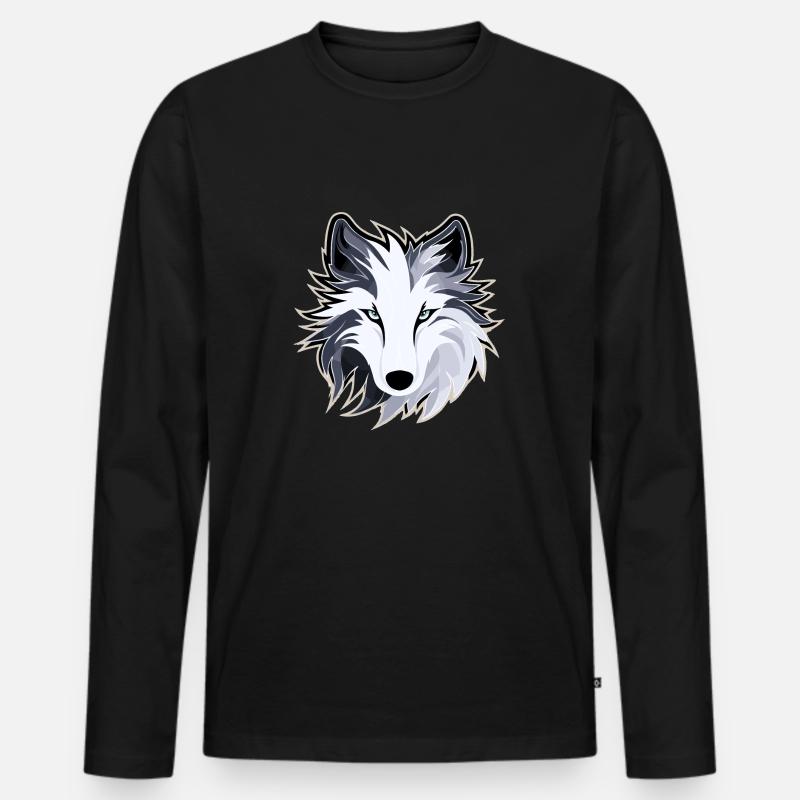 Wolf - Illustration - Männer Premium Bio Langarmshirt - Schwarz