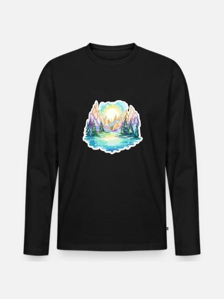 Paysage - Illustration - T-shirt manches longues Premium bio Homme - noir
