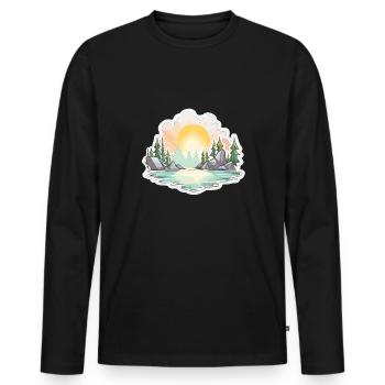 Paysage - Illustration - T-shirt manches longues Premium bio Homme - noir - Devant - Nico (187cm)