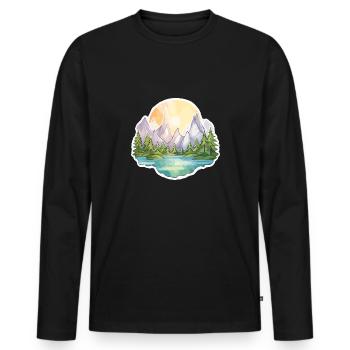 Paysage - Illustration - T-shirt manches longues Premium bio Homme - noir - Devant - Nico (187cm)