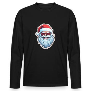 Père Noël - illustration - T-shirt manches longues Premium bio Homme - noir - Devant - Nico (187cm)