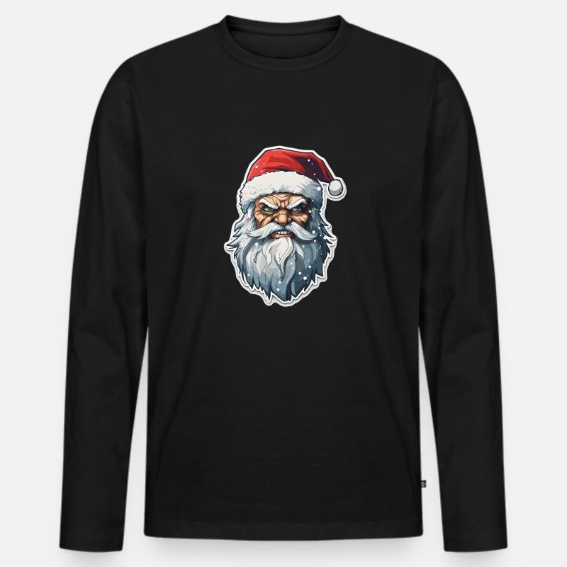 Weihnachtsmann - Illustration - Männer Premium Bio Langarmshirt - Schwarz