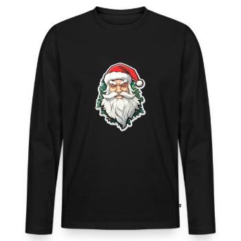 Père Noël - illustration - T-shirt manches longues Premium bio Homme - noir - Devant - Nico (187cm)