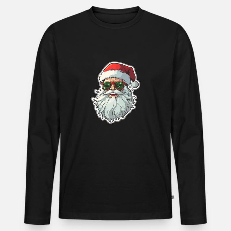 Weihnachtsmann - Illustration - Männer Premium Bio Langarmshirt - Schwarz