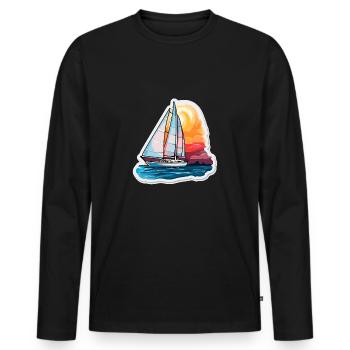 Segelboot - Illustration - Männer Premium Bio Langarmshirt - Schwarz - Vorne - Nico (187cm)