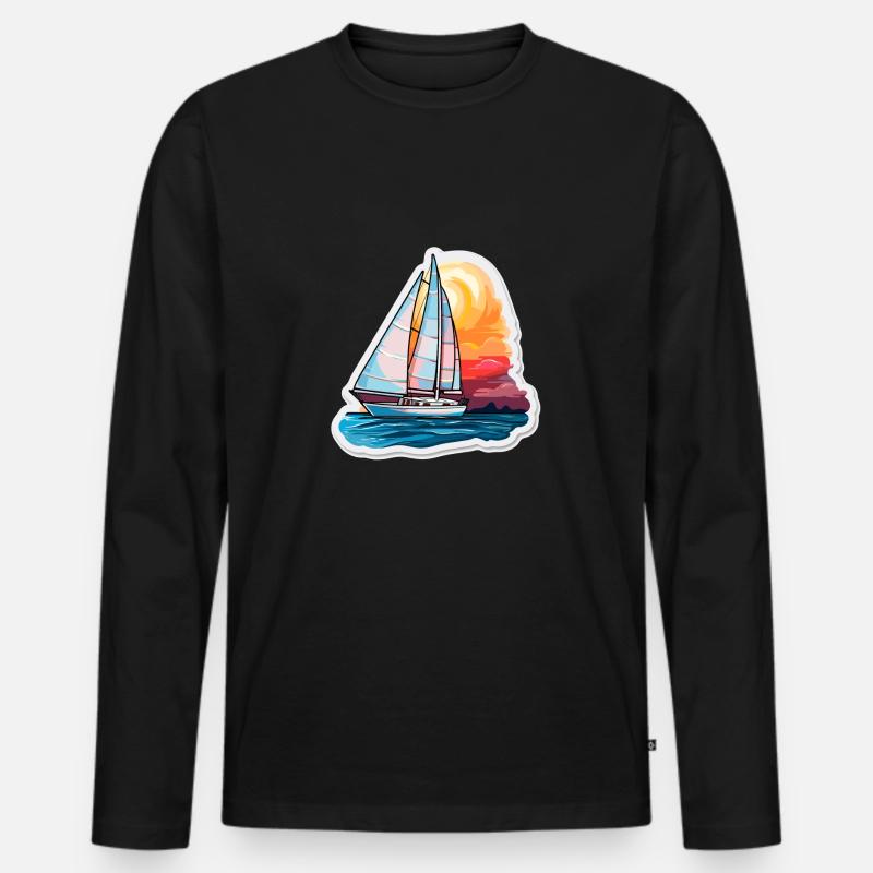 Segelboot - Illustration - Männer Premium Bio Langarmshirt - Schwarz